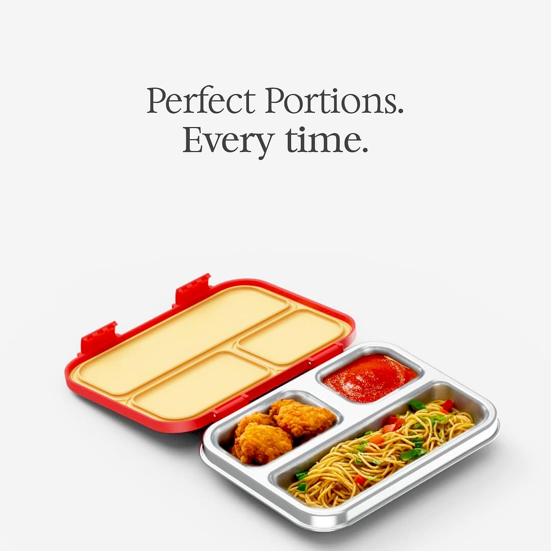 F8 Flavor8 Premium Stainless Steel Lunch Box | Leak-Proof Lid – 3 Compartments Tiffin Box - Image 7